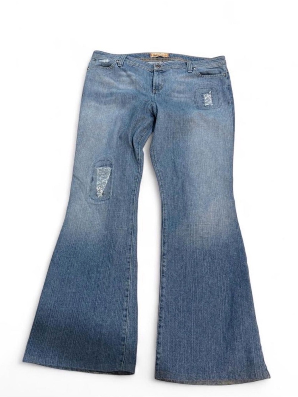 lei Light Blue Flare Jeans with Distressed Patches